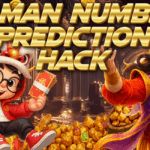 A cheerful boy in a red dragon costume and a smiling woman in a colorful outfit are surrounded by gold coins and nuggets, with bold golden text above them reading: “Daman Number Prediction Hack.”